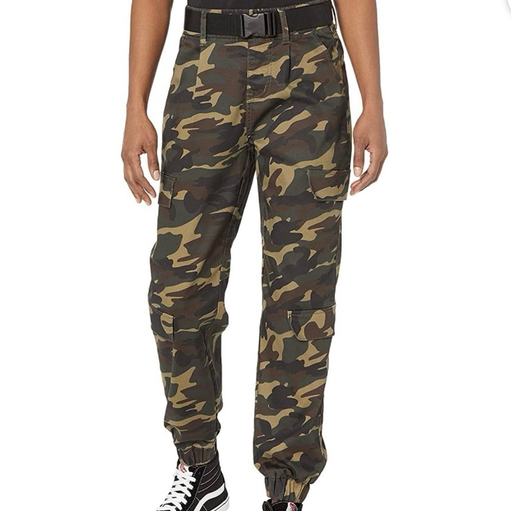 VIP Belted Tapered Leg Cotton Blend Camo Jogger Pants Sz 9/29 EUC Pockets Casual